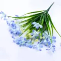 Artificial orchid lily of the valley faux silk flower bouquet for home bedroom decor - Blue