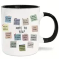 Detailansicht der Keramiktasse mit motivierenden Notizen und inspirierenden Zitaten. - 301-400ml / Stil 1
