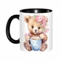 Süßer Teddybär Keramik Kaffeetasse mit schwarzem Henkel, perfekt für Büro und den täglichen Gebrauch. - 301-400ml / Stil 5