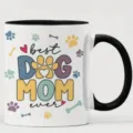 Tasse à café en céramique avec motif maman de chien, anse noire, cadeau de bureau idéal. - Style 5