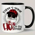 Taza de cerámica de Papá Noel navideño con asa negra, taza de café divertida para la oficina. - 301-400ml / Estilo Papá Noel