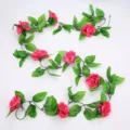 Artificial rose flower vine silk rose garland for wedding arch home wall party decor - Rose Red