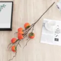Artificial persimmon branch decorative floral stem for home interior and holiday table decor - 7-Head Persimmon (Yellow)