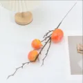 Künstlicher Kaki-Zweig, orangefarbene Schaumstoff-Frucht als Deko für Zuhause und Fotografie. - 3-Kopf Kaki (Gelb)