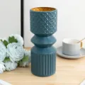 Blue plastic geometric flower vase for home decor, modern minimalist table decorative vase. - Cylinder Vase Blue