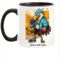 Personalisierte Keramik Kaffeetasse mit coolem Box-Adler Motiv, schwarzer Henkel, Büro Tasse. - 301-400ml / Stil 7