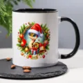 Weihnachten 2025 Schlangenmuster Keramik Kaffeetasse mit schwarzem Griff für das Büro. - 301-400ml / Stil 8