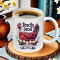 Bella tazza da caffè in ceramica bianca con illustrazione di gallo per l'ufficio. - 301-400ml / 8