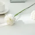 Single stem white artificial carnation fake flower for home dining room tabletop decor. - White