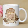 Cute cat illustrated white ceramic coffee mug with vintage vending machine design for office use. - Style 2