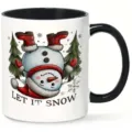 Taza de cerámica de muñeco de nieve navideño con asa negra para oficina y café. - Estilo 3