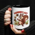 Primer plano de una taza de cerámica con un tierno diseño gráfico de ardilla bonita. - Estilo 7