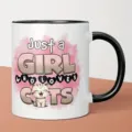Taza de café de cerámica bonita con asa negra y diseño de gato para la oficina diaria. - Estilo 4