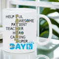 Vista detallada de taza de café de cerámica blanca con texto personalizado día. - 301-400ml / Frases del Día del Padre