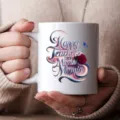 Taza de cafe de ceramica blanca con impresion de dia del maestro, taza de oficina y regalo. - 301-400ml / Bendición del Día del Maestro