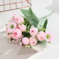 Artificial daisy flower bouquet pink silk flowers for wedding home room desktop decoration. - Light Pink Daisy Bud