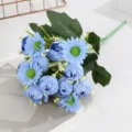 Artificial blue daisy flower bouquet for home desktop and wedding party decoration. - Blue Daisy Bud