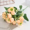 Artificial daisy flower bouquet for home desktop decoration and wedding party setup. - Yellow Daisy Bud