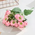 Pink artificial daisy flower bouquet for wedding decoration and home tabletop floral display. - Dark Pink Daisy Bud