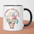 tazza da caffè in ceramica vista dettaglio con grafico gelato estivo per uso ufficio e casa - 301-400ml / 1