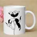 Tazza da caffè in ceramica bianca con design artistico astratto, ideale per l'ufficio. - Stile Illustrazione Artistica