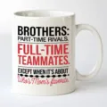 Witte keramische koffiemok detail, grappige broers quote print, kantoor drinkgerei close-up - Stijl 1