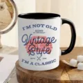 Vintage Stil Keramik Kaffeetasse mit Retro Auto Druck, klassische Bürotasse für den Alltag. - 301-400ml / 6