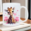 Weißer Keramik Kaffeebecher mit süßem Giraffen Motiv, ideal für Büro und Alltag. - 301-400ml / Giraffe Stil