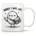 Weißer Keramik Kaffeetasse mit süßem Vogel Motiv, ideal für das Büro und den Alltag. - Handgezeichneter Vogel Stil
