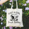 Borsa tote in tela casual con simpatica stampa di bulldog francese per lo shopping quotidiano. - 42cm*35cm / Stile 7
