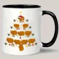 Taza de café navideña con diseño de árbol de animales, taza de cerámica con asa negra. - 301-400ml / Estilo animales de Navidad