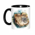 Keramik Kaffeetasse mit antiker Theater-Aquarellmalerei, ideal fürs Büro und Alltag. - Stil 3