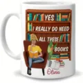 Custom bookshelf reading design white ceramic coffee mug office daily drink cup personalized gift. - 301-400ml / Style 4