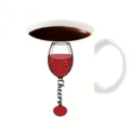 Weißer Keramik Kaffeetasse mit kreativem Weinglas Motiv, ideal für Büro und den täglichen Gebrauch. - 301-400ml / Stil 7 (Prost Wein)