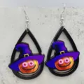 Halloween pumpkin teardrop earrings spooky witch hat dangle earrings for women festival jewelry - Purple Hat Pumpkin Style (JE1429L)