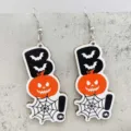 Halloween Holzohrringe Kürbis Fledermaus Boo Design gruselige Festival Modeschmuck - Boo Spinnennetz Kürbis Stil (JE1429I)