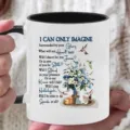 Ceramic coffee mug with inspirational religious lyrics print, black handle and interior. - Religious Lyrics Style