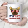 Taza de café de cerámica blanca con lindo diseño gráfico de bulldog francés patriótico para la oficina. - Estilo 7