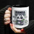Leuke keramische koffiekop met panda ontworpen, zwart witte kantoorkop voor dagelijks. - Cartoon stijl