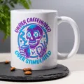 Weißer Keramik-Kaffeetasse mit Totenkopf-Druck, Kaffeetasse für Büro und Kaffeeliebhaber. - Schädel Kaffee Druck
