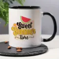 Ceramic coffee mug with black handle and summer watermelon print, perfect for office and daily use. - Summer Watermelon Style