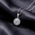 Elegant sunflower diamond necklace with sparkling center stone and fine silver chain. - Pendant (Lab-Grown Diamond) / 925 Silver
