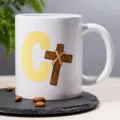 Ceramic coffee mug with letter print white cup for office daily use customizable design - 7
