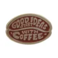 Retro koffieboon metalen broche speld met inspirerende koffie quote voor kleding accessoire. - Koffieboon / Roodgoud