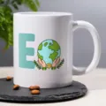 White ceramic coffee mug with eco earth design, perfect for office and daily use, custom logo ready. - 13