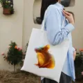 Dettaglio borsa di tela con design grafico di topo luminoso creativo, stile casual. - 42cm*35cm / Topo Luminoso
