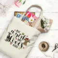 Borsa shopper in tela con grazioso motivo di capra e citazione divertente, borsa casual. - 42cm*35cm / Stile 1