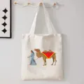Borsa a tracolla in tela casual con stampa di cammello nel deserto, borsa da giorno resistente. - Illustrazione Retrò Cammello del Deserto / 42x35cm