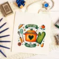 Borsa in tela con illustrazione da cucina, borsa spesa riutilizzabile e regalo perfetto. - modello 2
