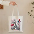 Primo piano della borsa di tela con un affascinante design stampato della Torre Eiffel. - modello 3